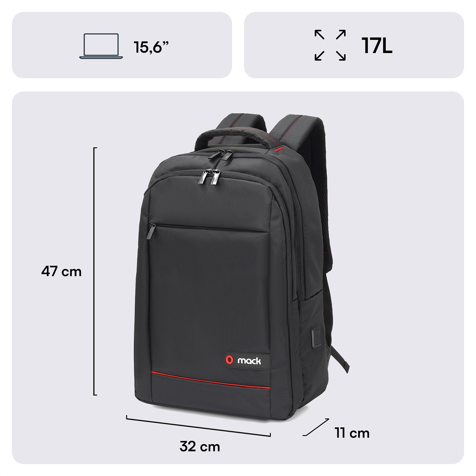 MACK MCC-006 15.6" OFFICE Notebook Sırt Çantası Siyah MACK MCC-006 15.6" OFFICE Notebook Sırt Çantası Siyah