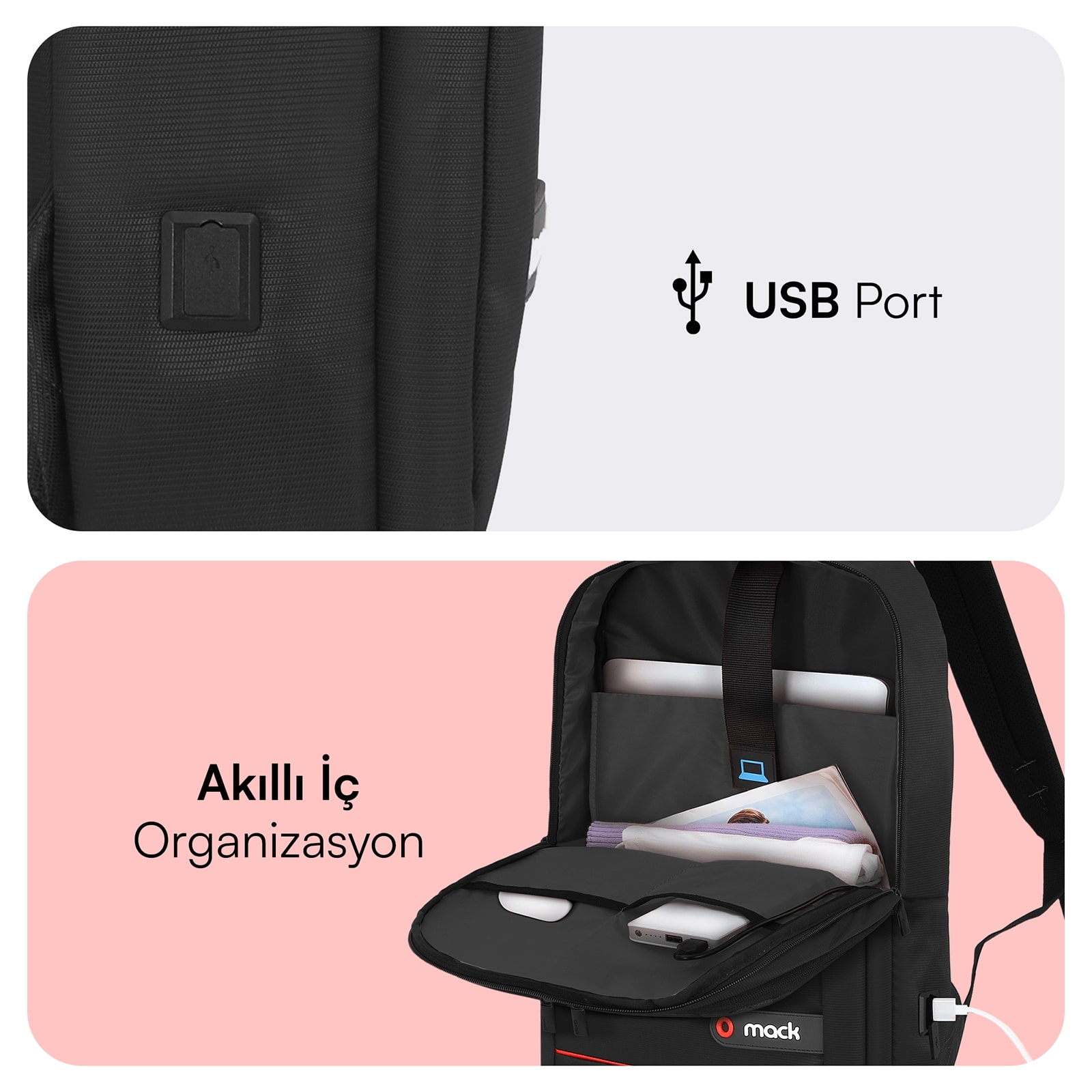 MACK MCC-006 15.6" OFFICE Notebook Sırt Çantası Siyah MACK MCC-006 15.6" OFFICE Notebook Sırt Çantası Siyah